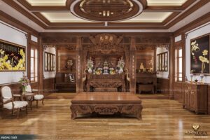 Phòng thờ biệt thự đậm chất truyền thống