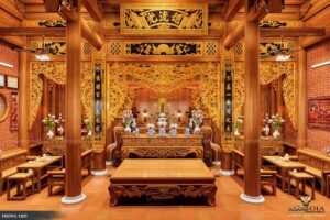 Không gian nội thất nhà thờ 3 gian trang nghiêm