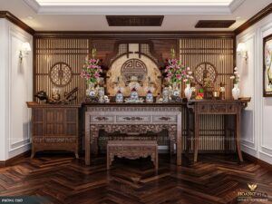 Thiết kế nội thất phòng thờ hợp phong thuỷ cần chọn vật liệu