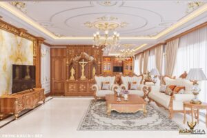 Phòng khách bàn thờ Chúa đẹp nhất tân cổ điển