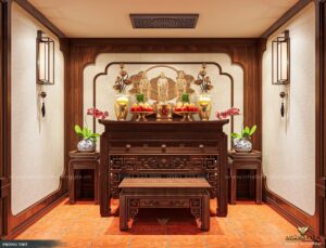 Mẫu phòng thờ đẹp hiện đại cho nhà ống