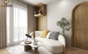 Mẫu bàn thờ treo tường chung cư gỗ tự nhiên