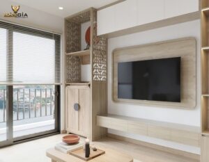 Mẫu tủ thờ hiện đại kết hợp vách ngăn