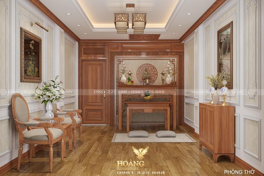 Trang trí mẫu thiết kế phòng thờ nhà phố đẹp hiện đại ấn tượng