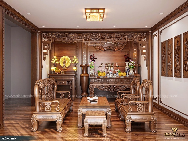 Mẫu phòng thờ đẹp tại Quảng Trị theo phong cách truyền thống