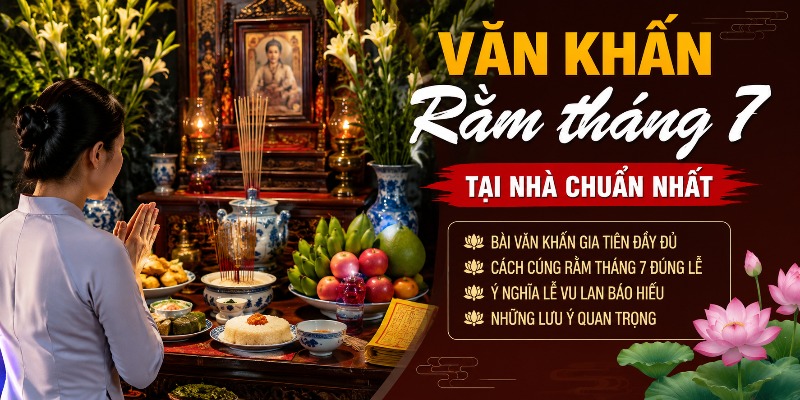 Văn khấn Rằm tháng 7 tại nhà chuẩn nhất (Kèm cách cúng, ý nghĩa & lưu ý đầy đủ)