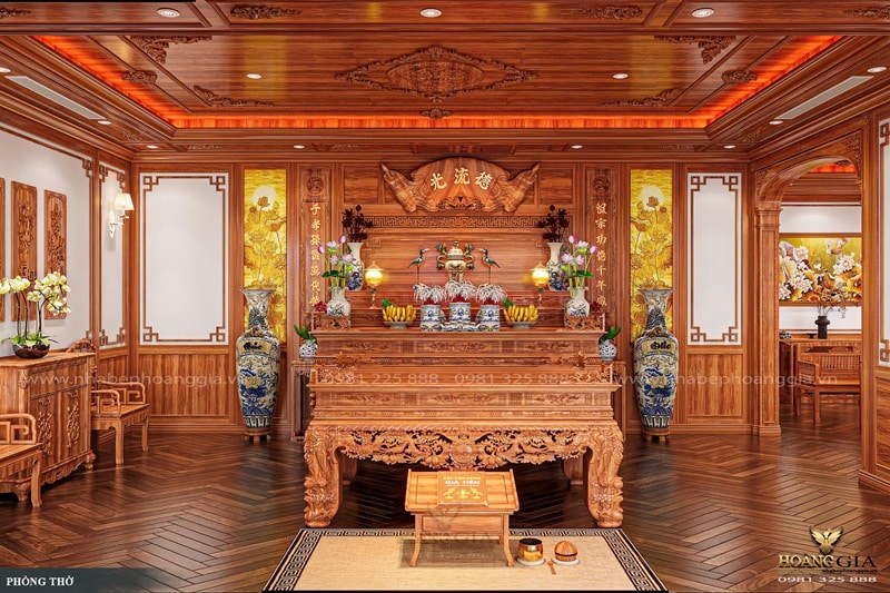 Bàn thờ là không gian tâm điểm của căn phòng