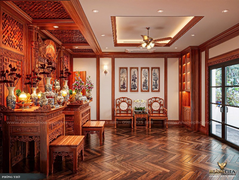Điểm nhấn của không gian là sự bố trí hài hòa, đơn giản giữa các chi tiết nhưng không kém phần sang trọng