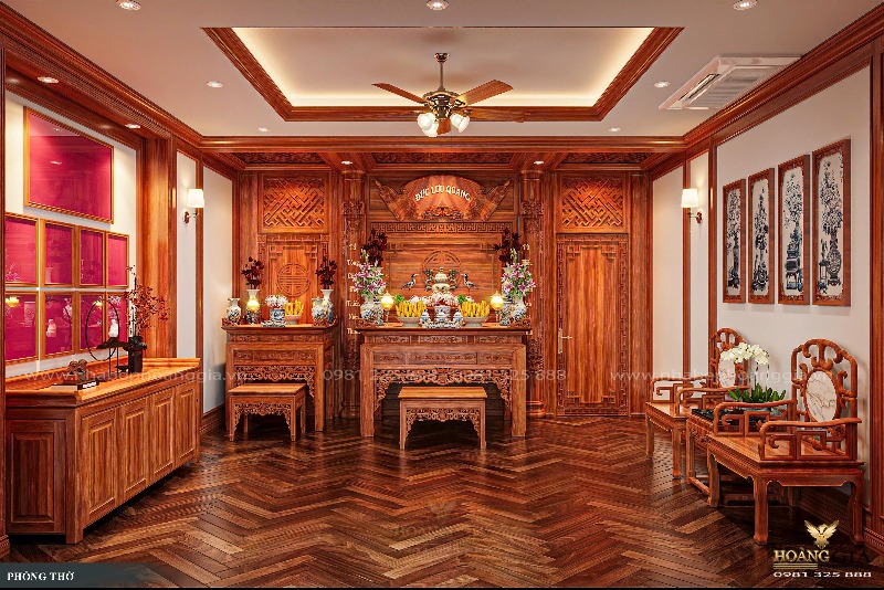 Tổng thể khoogn gian phòng thờ nhà chú Đạo