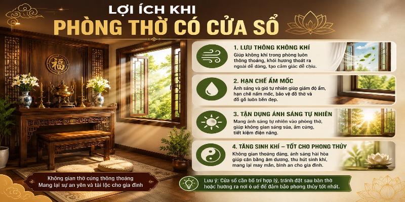 Lợi ích khi không gian phòng thờ có cửa sổ